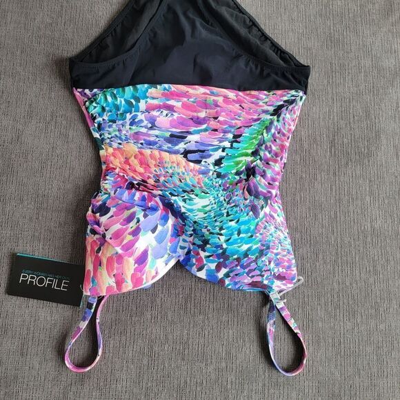 Gottex Ruched Women's Canary Multicolor Convertible One-Piece Swimsuit S… - Picture 2 of 14